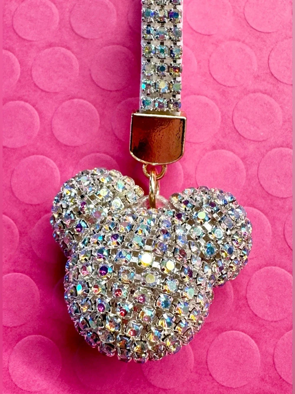 New Iridescent Austrian Crystal Disney Mickey Mouse Style Bag Charm Keychain 5”